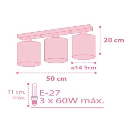 Dalber 62003S - Plafón infantil COLORS 3xE27/60W/230V