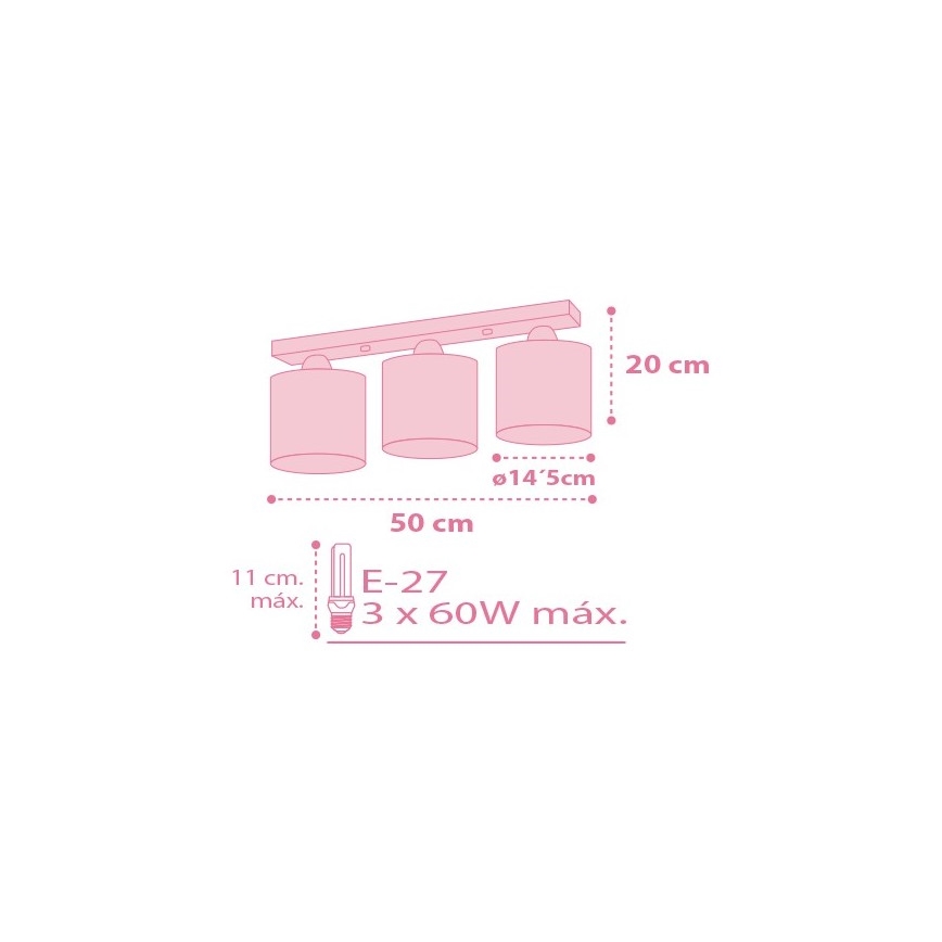 Dalber 62003S - Plafón infantil COLORS 3xE27/60W/230V