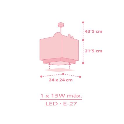 Dalber 63112S - Lámpara de araña infantil JUNGLE 1xE27/15W/230V rosa