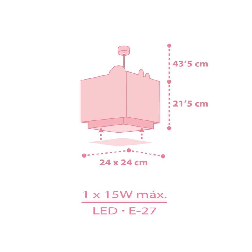 Dalber 63112S - Lámpara de araña infantil JUNGLE 1xE27/15W/230V rosa