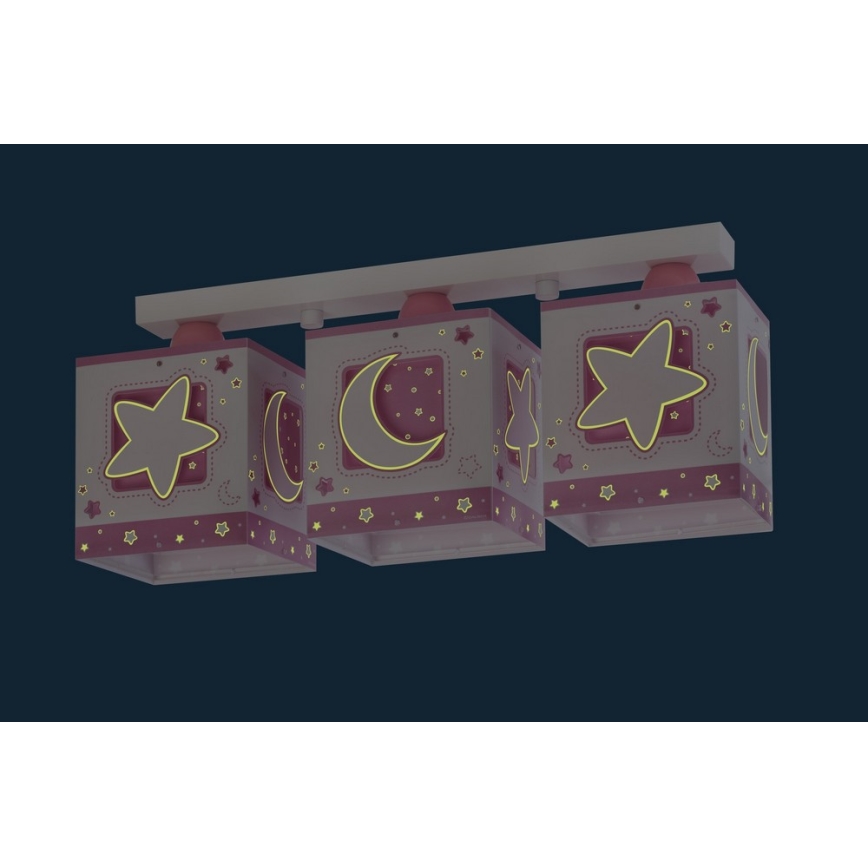 Dalber 63233NS - Plafón infantil MOON LIGHT 3xE27/60W/230V rosa