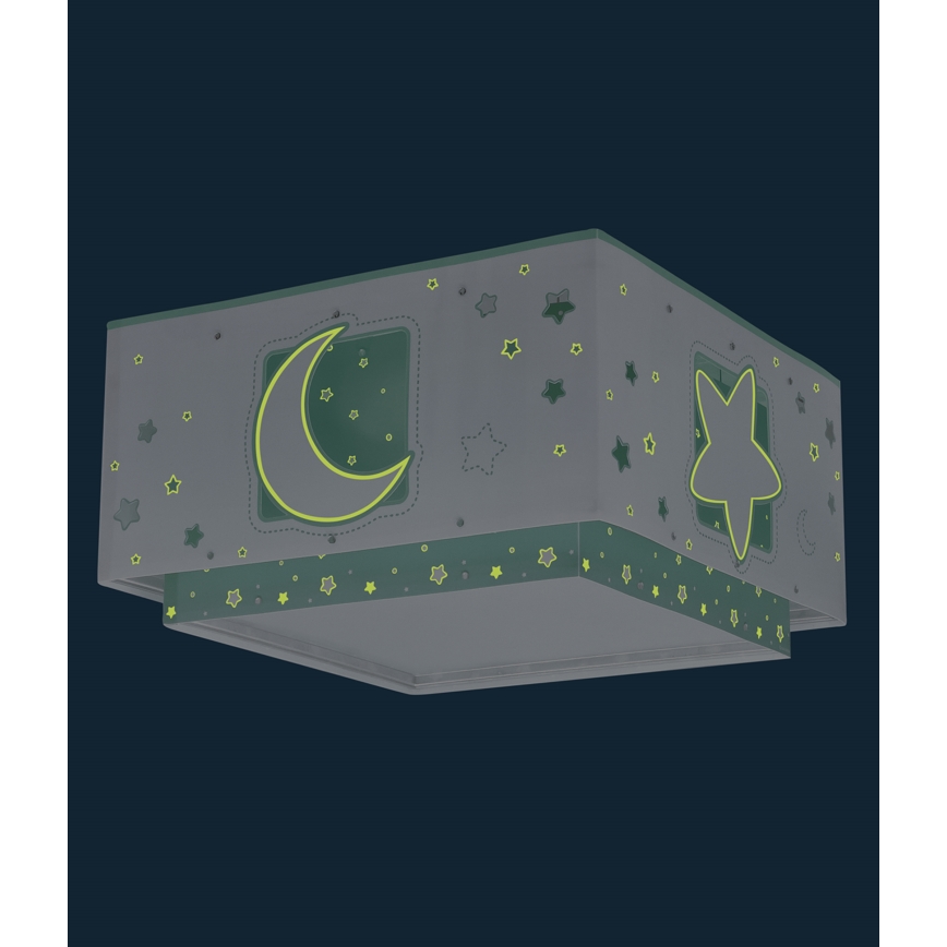 Dalber 63236H - Plafón infantil MOONLIGHT 2xE27/60W/230V verde