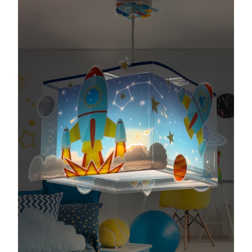 Dalber 63352 - Lámpara colgante infantil ROCKET 1xE27/15W/230V