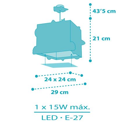 Dalber 63352 - Lámpara colgante infantil ROCKET 1xE27/15W/230V