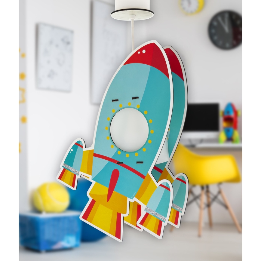 Dalber 63357 - Lámpara colgante infantil ROCKET 1xE27/15W/230V