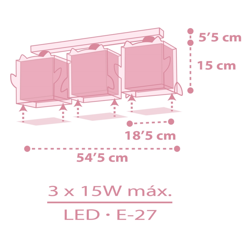 Dalber 64483 - Plafón infantil LITTLE FRIENDS 3xE27/15W/230V