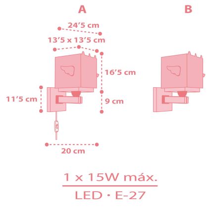 Dalber 64599 - Aplique infantil LITTLE UNICORN 1xE27/15W/230V