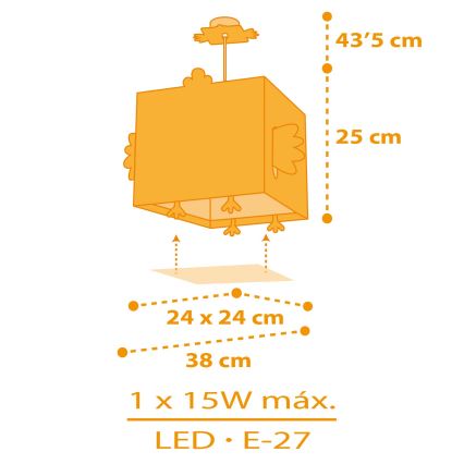 Dalber 64642 - Lámpara colgante infantil LITTLE CHICKEN 1xE27/15W/230V