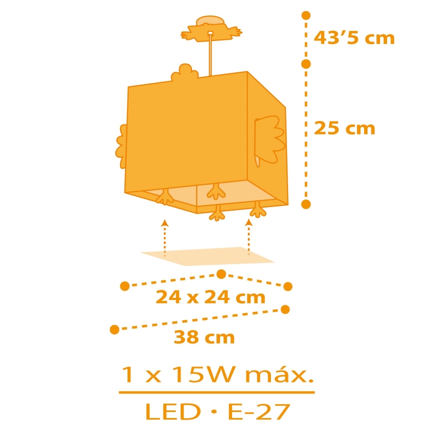 Dalber 64642 - Lámpara colgante infantil LITTLE CHICKEN 1xE27/15W/230V