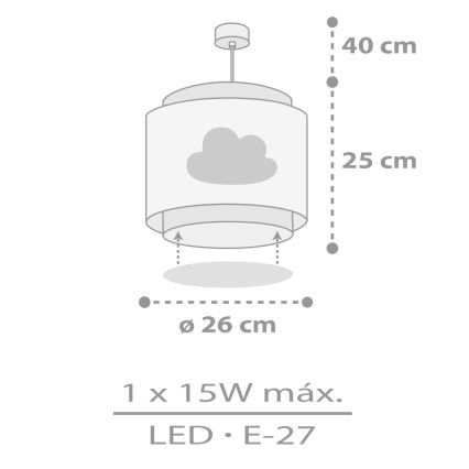 Dalber 76012E - Lámpara colgante infantil BABY DREAMS 1xE27/15W/230V gris