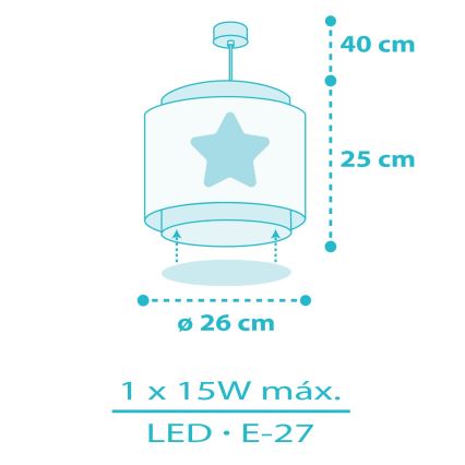 Dalber 76012T - Lámpara colgante infantil BABY DREAMS 1xE27/15W/230V azul