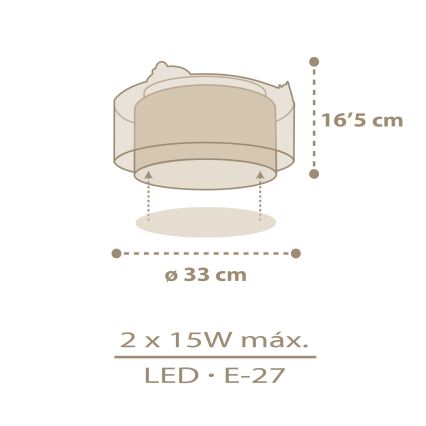 Dalber 76876 - Plafón infantil BABY CHICK 2xE27/15W/230V