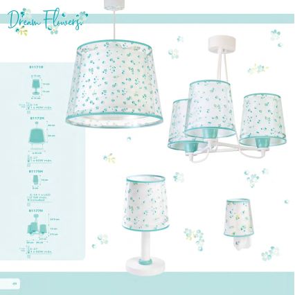 Dalber 81172H - Lámpara colgante infantil DREAM FLOWERS 1xE27/60W/230V