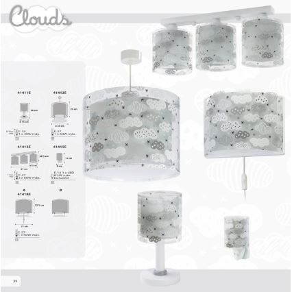 Dalber D-41413E - Plafón infantil CLOUDS 3xE27/60W/230V