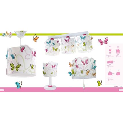 Dalber D-62143 - Plafón infantil BUTTERFLY 3xE27/60W/230V