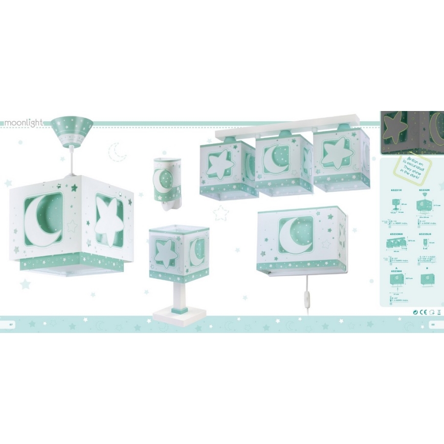 Dalber D-63233NH - Plafón infantil MOONLIGHT 3xE27/60W/230V