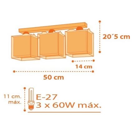 Dalber D-73453 - Lámpara de techo infantil DINOS 3xE27/60W/230V