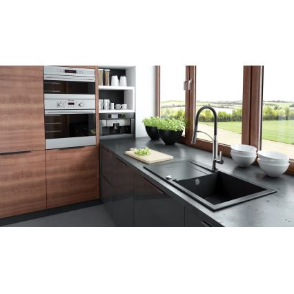 Deante BGB_B720 - Grifo de fregadero con brazo flexible GERBERA negro/cromo