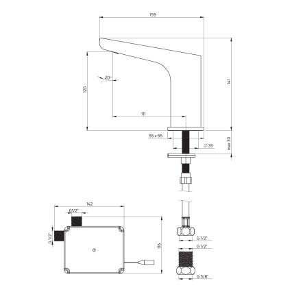 Deante BQH_028R - Grifo de lavabo sin contacto HIACYNT 4xAA cromo brillante
