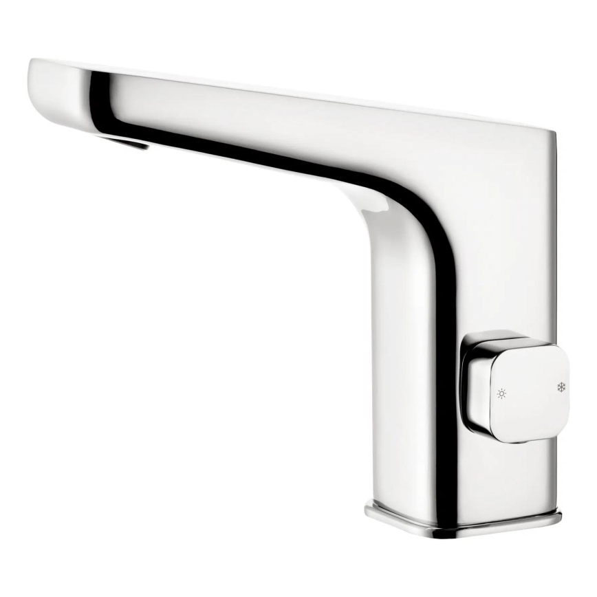 Deante BQH_029R - Grifo de lavabo sin contacto con regulación de temperatura HIACYNT 4xAA cromo brillante
