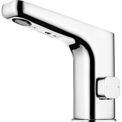 Deante BQH_029R - Grifo de lavabo sin contacto con regulación de temperatura HIACYNT 4xAA cromo brillante