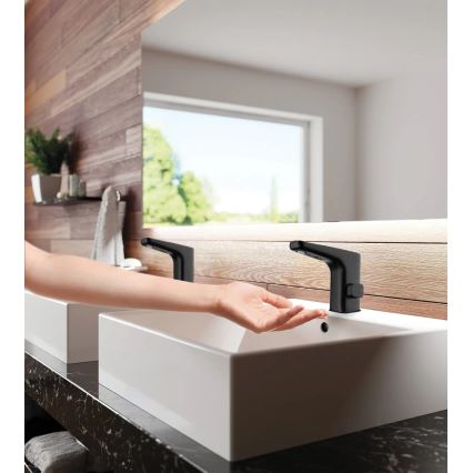 Deante BQH_N29V - Grifo de lavabo sin contacto con regulación de temperatura HIACYNT 230/6V negro