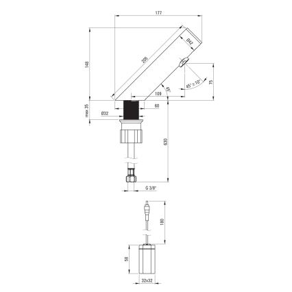 Deante BQR_P28R - Grifo para lavabo sin contacto SENSE 4xAA acero pulido
