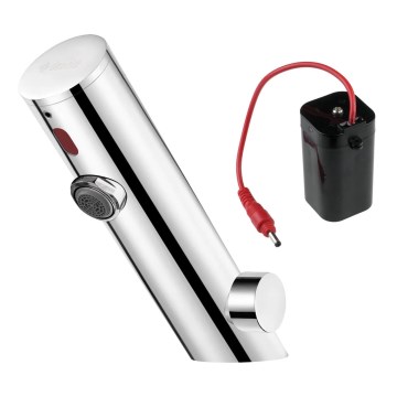 Deante BQR\_P29R - Grifo de lavabo sin contacto con regulación de temperatura SENSE 4xAA acero pulido