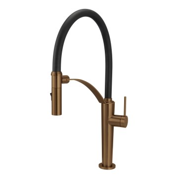 Deante BRC_C72M - Grifo de fregadero con brazo flexible CORDA cepillado bronce