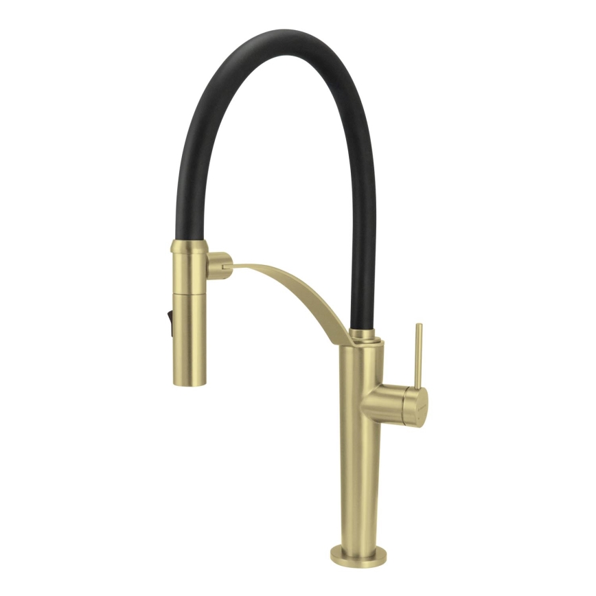 Deante BRC_R72M - Grifo de fregadero con brazo flexible CORDA cepillado dorado