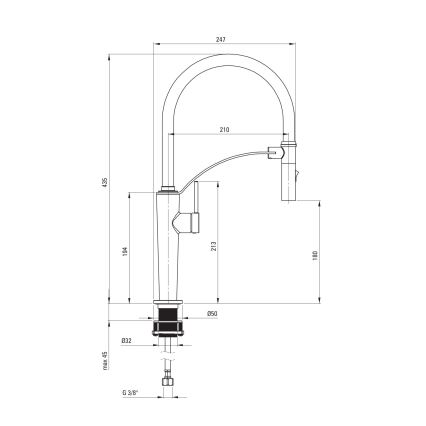 Deante BRC_R72M - Grifo de fregadero con brazo flexible CORDA cepillado dorado