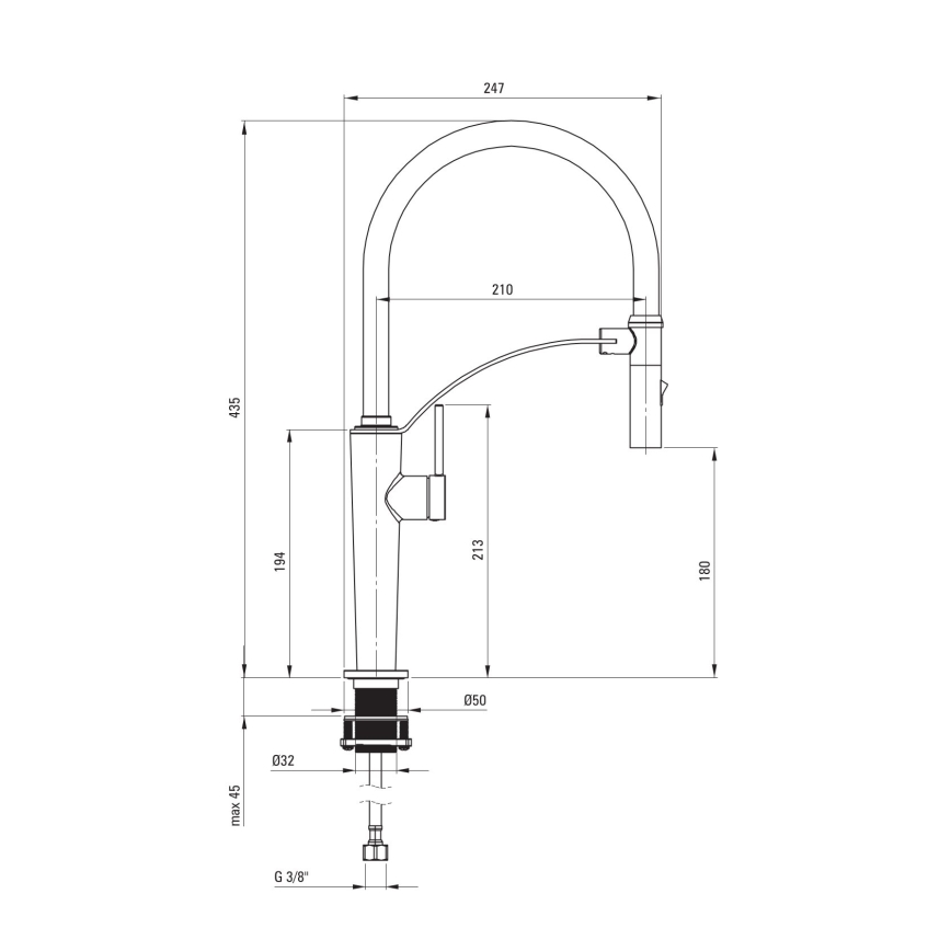 Deante BRC_R72M - Grifo de fregadero con brazo flexible CORDA cepillado dorado