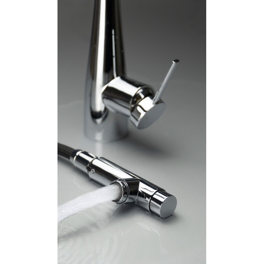 Deante BRE_075M - Grifo de fregadero con rociador extraíble ERIDAN cromo brillante