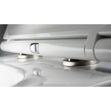 Deante CGRD6ZPW - Inodoro suspendido con asiento de inodoro ROUND cerámica/blanco