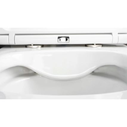 Deante CGRD6ZPW - Inodoro suspendido con asiento de inodoro ROUND cerámica/blanco