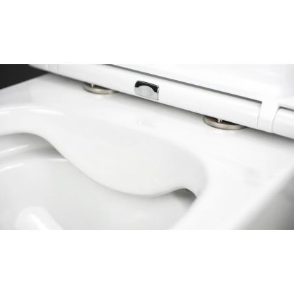 Deante CGRD6ZPW - Inodoro suspendido con asiento de inodoro ROUND cerámica/blanco