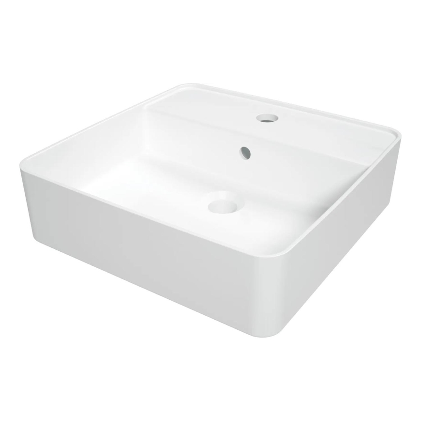Deante CGS\_6U4B - Lavabo sobre encimera con orificio SQUARE 42x42 cm cerámica/blanco