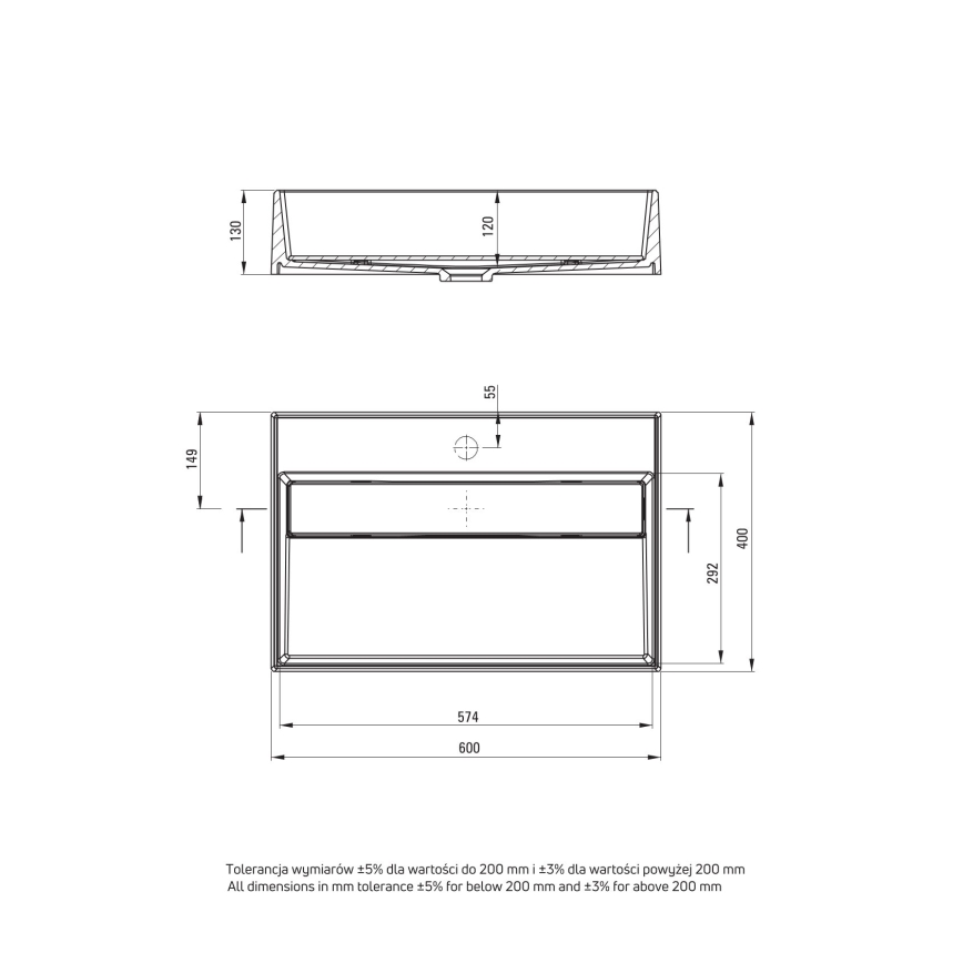 Deante CQR_SU6M - Lavabo sobre encimera CORREO 40x60cm granito/gris metálico