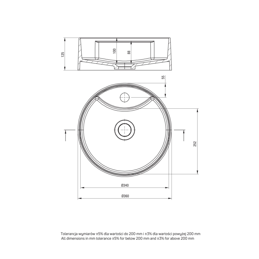Deante CQS_5U4B - Lavabo sobre encimera con tap hole SILIA diá. 36 cm granito/beige