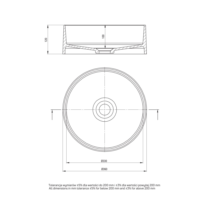 Deante CQS_5U4S - Lavabo sobre encimera SILIA diá. 36 cm granito/beige