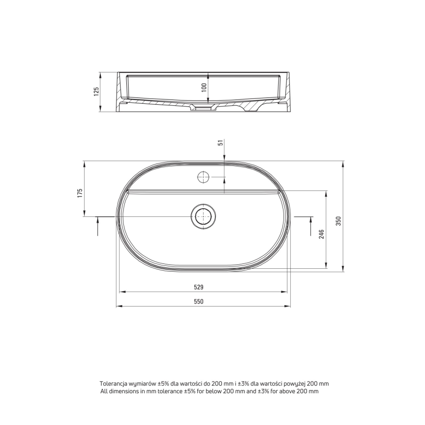 Deante CQS_5U6B - Lavabo sobre encimera con tap hole SILIA 35x55 cm granito/beige