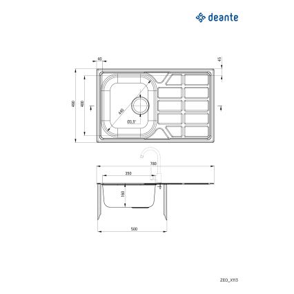 Deante ZEO_0113 - Fregadero de cocina SOUL 49x78 cm satén