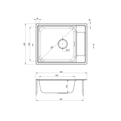 Deante ZEO_011B - Fregadero de cocina SOUL 50x63 cm satén