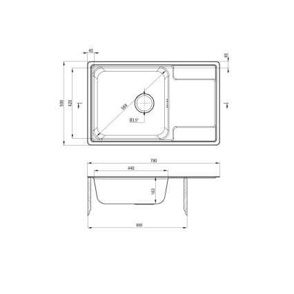 Deante ZEO_011C - Fregadero de cocina SOUL 50x79 cm satén