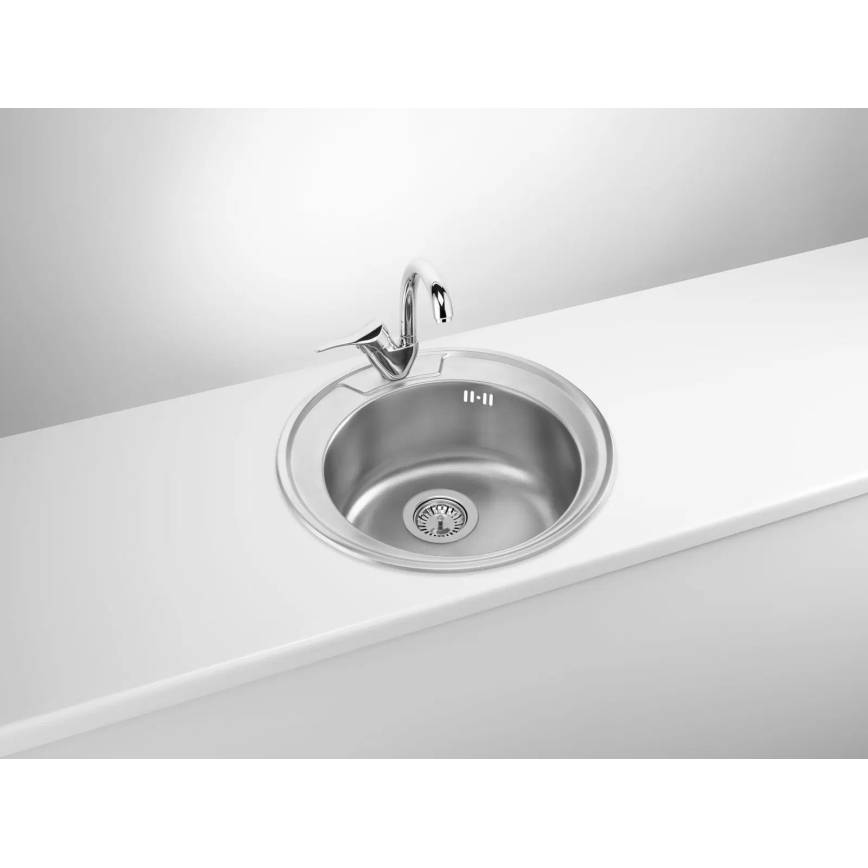 Deante ZHC_0813 - Fregadero de cocina TWIST diá. 49 cm satén