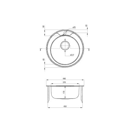 Deante ZHC_0813 - Fregadero de cocina TWIST diá. 49 cm satén