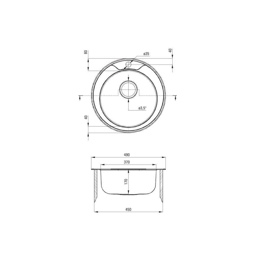Deante ZHC_0813 - Fregadero de cocina TWIST diá. 49 cm satén