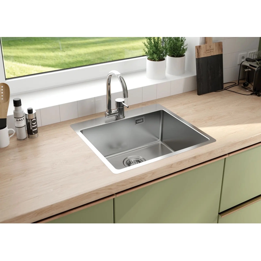 Deante ZPO_010B - Fregadero de cocina OLFATO 50.5x55 cm acero cepillado