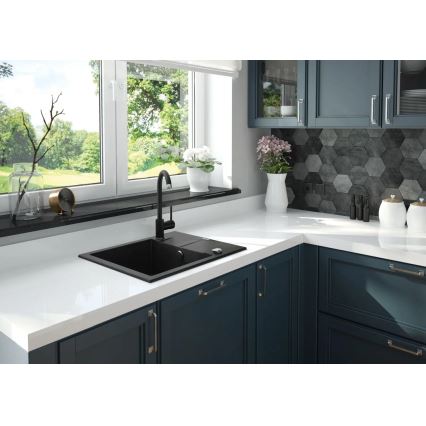 Deante ZQN_G11A - Fregadero de cocina ANDANTE 49x59 cm granito/grafito metálico