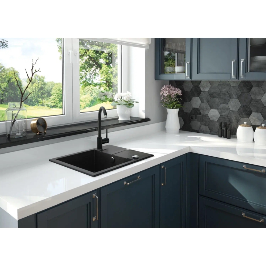 Deante ZQN_G11A - Fregadero de cocina ANDANTE 49x59 cm granito/grafito metálico
